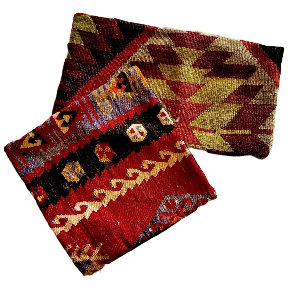 Pair Beautiful New Vintage Turkish Kilim Pillow Cases